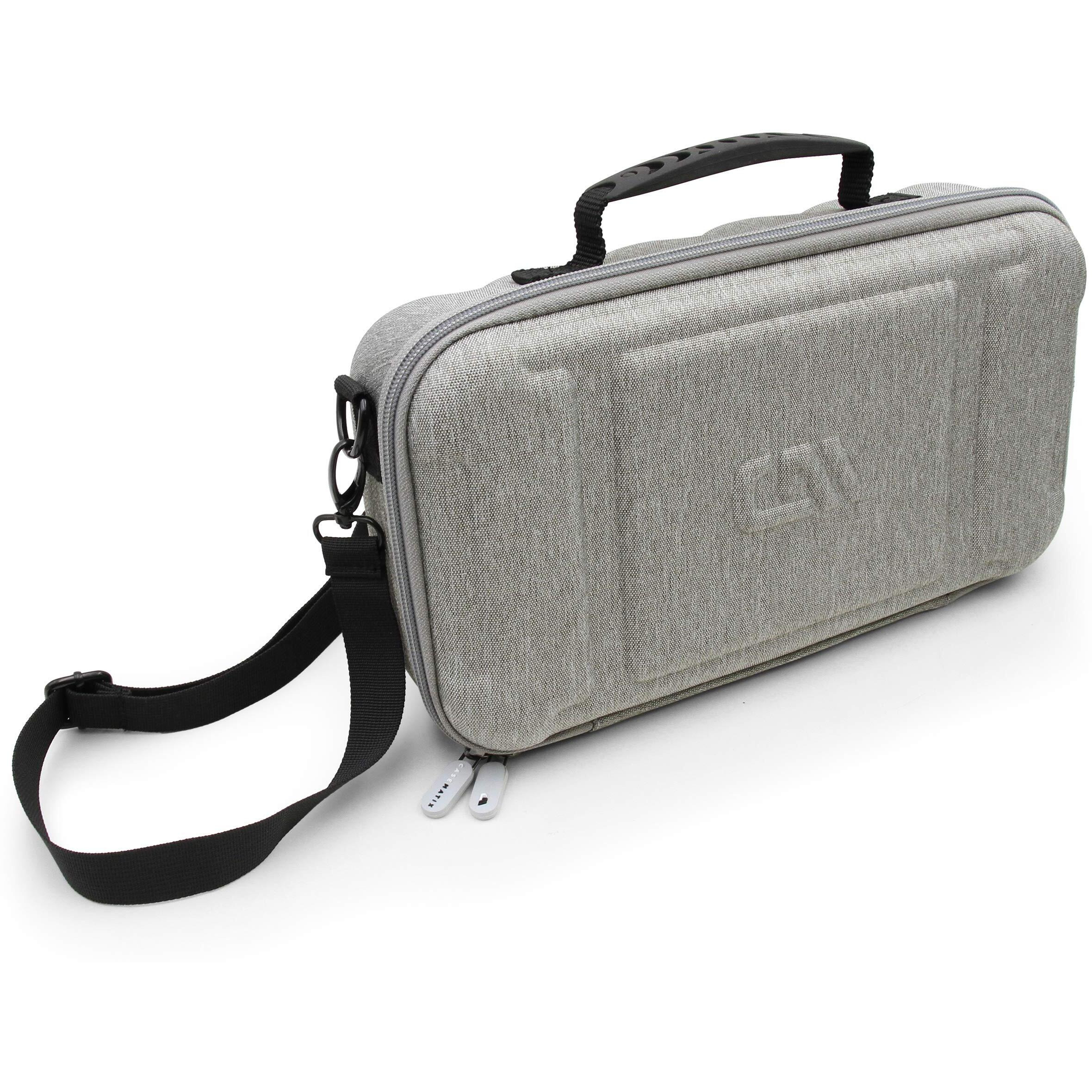 Casematix Travel Case Compatible With Audio-Technica At-Sb727 Portable Turntable Sound Burger Vinyl Record Player - Includes Carry Case Only With Handle And Shoulder Strap  Grey