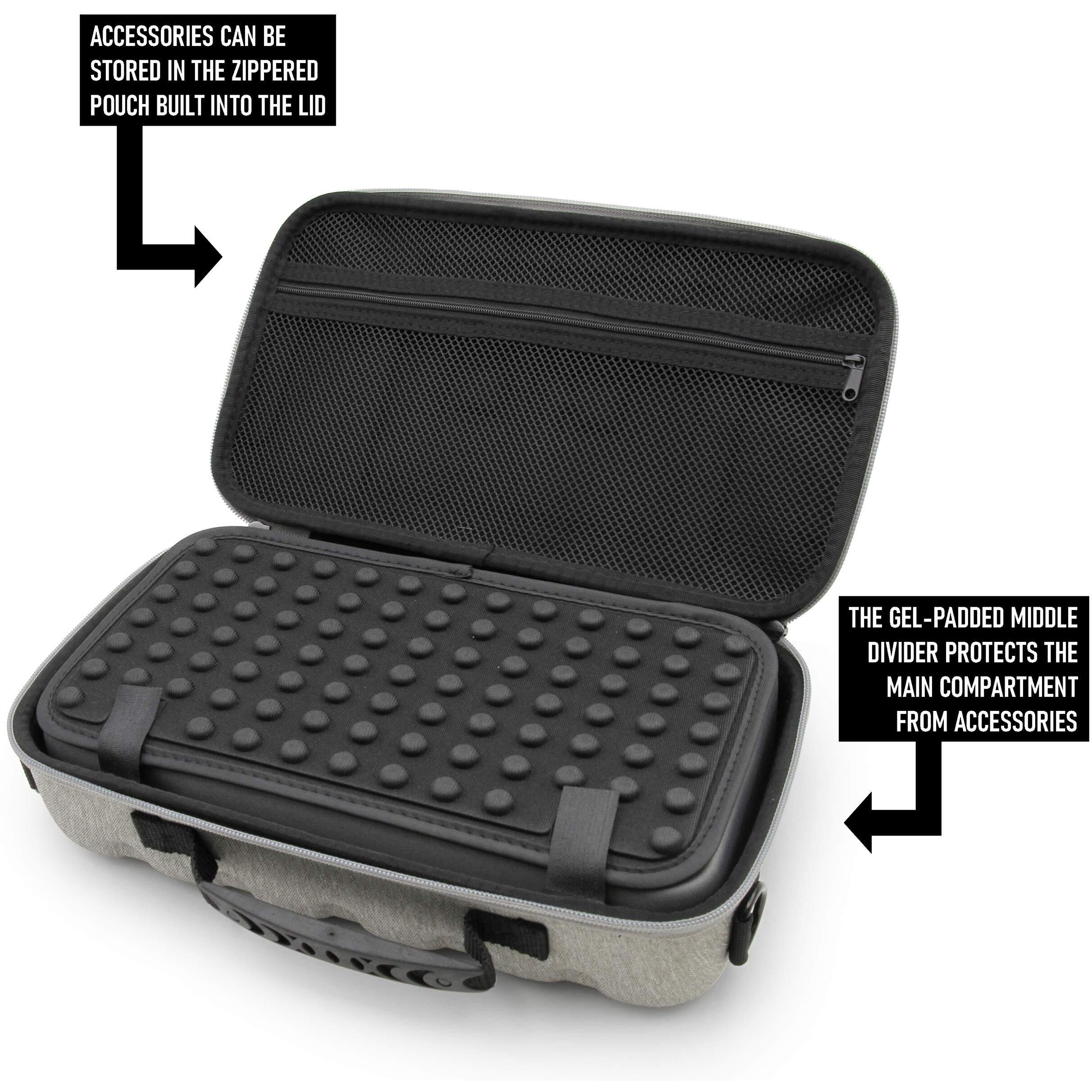 Casematix Travel Case Compatible With Audio-Technica At-Sb727 Portable Turntable Sound Burger Vinyl Record Player - Includes Carry Case Only With Handle And Shoulder Strap  Grey