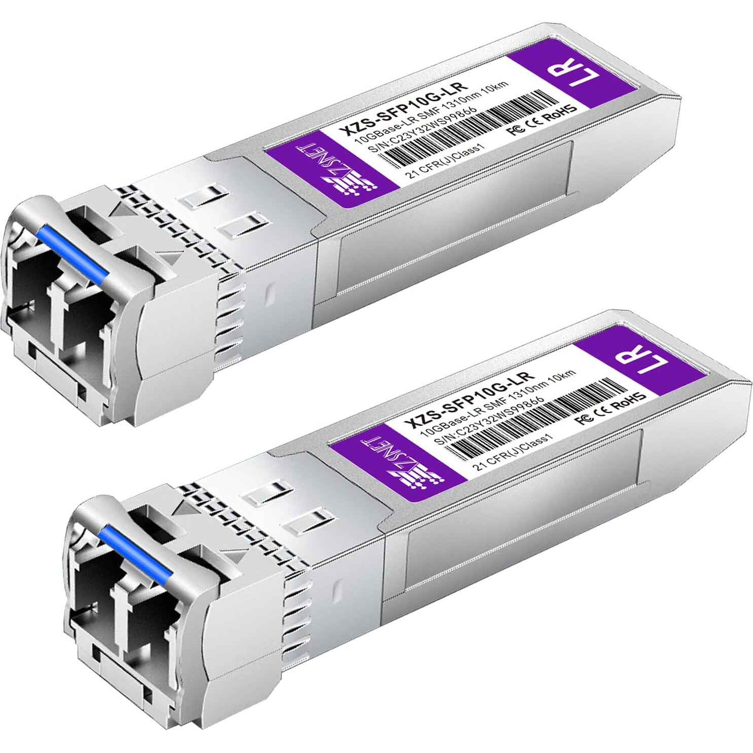 Xzsnet 10Gbase-Lr Sfp+ Transceiver  10G Sfp+ To Lc Single Mode Fiber Module Compatible With Cisco Sfp-10G-Lr  Ubiquiti Unifi Uf-Sm-10G  Mikrotik S+31Dlc10D  Meraki  Netgear  D-Link And More  2 Pack