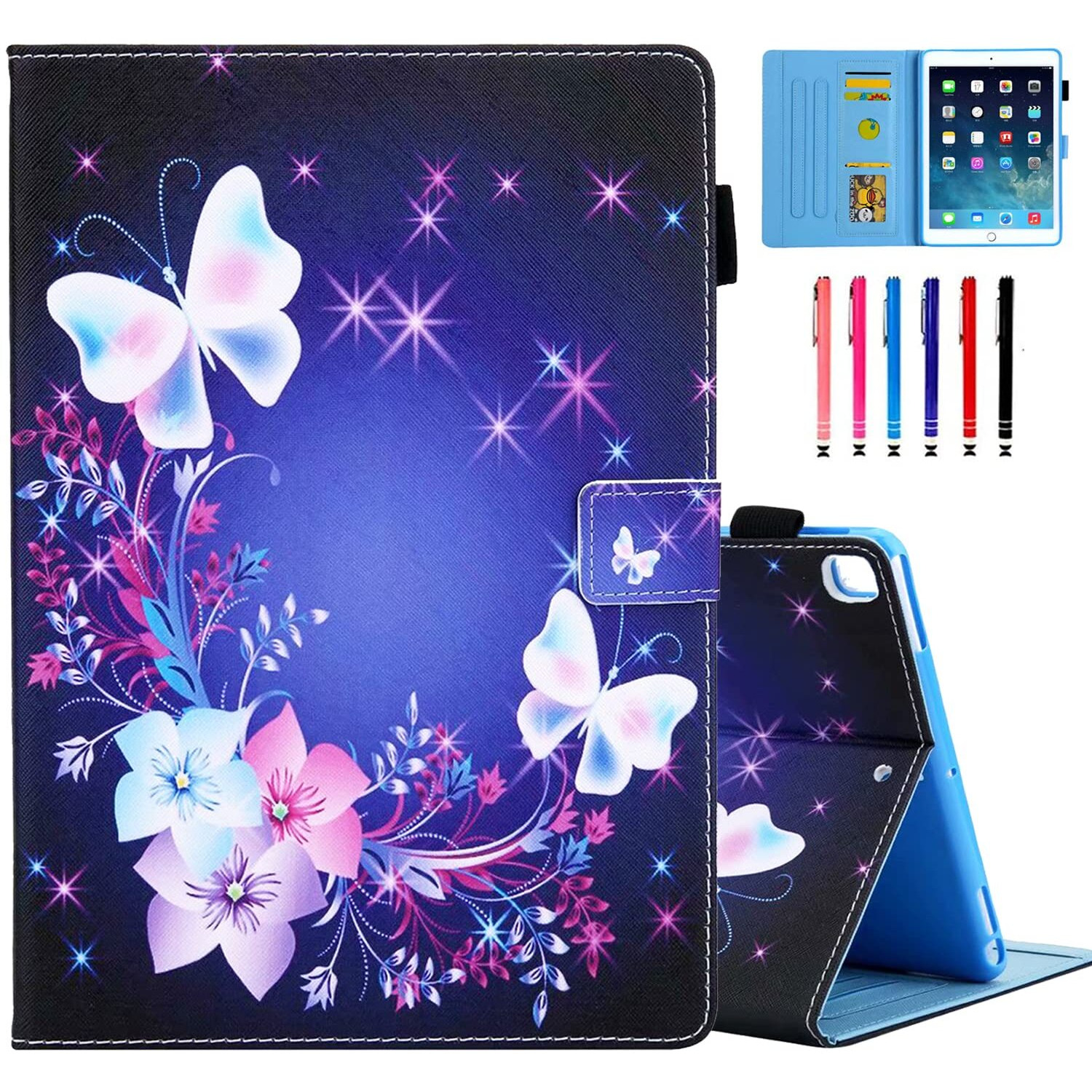 Monsdirect Case For Ipad 9Th Generation 10.2 Inch 2021  For Ipad 8Th 7Th Generation 2020 2019 Case  Smart Sleep Wake Case With Stand Protective Cover For Ipad 10.2 Inch  Butterflies