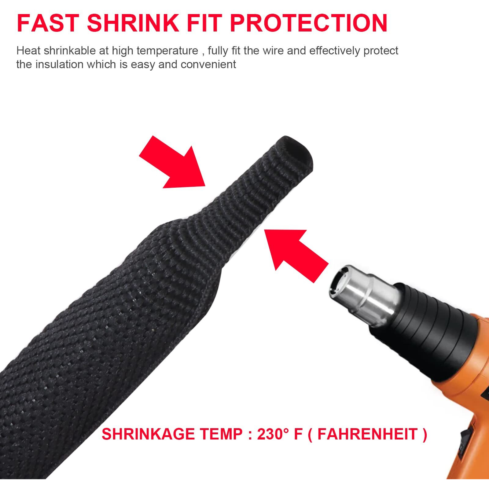 Buyuneed Heat Shrinkable Braided Sleeving 21 Ratio- Abrasion Protection Flexibility Wiring Harness Cable Sheath (3/4Inch  30Ft)