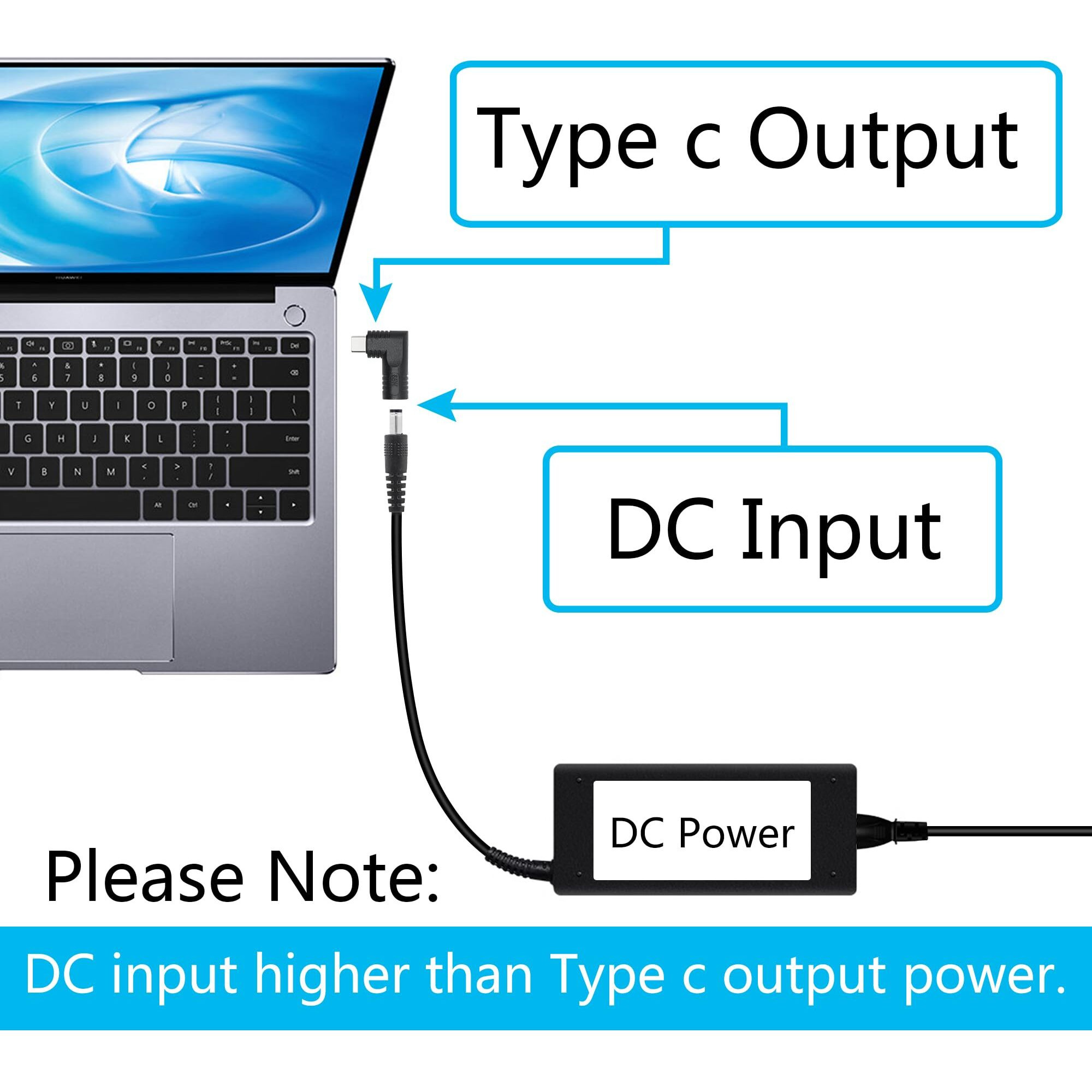 Right Angle Dc 4506 To Usb C Connector Adapter  90 Degree Pd 65W Dc 4.5Mm X 0.6Mm To Usb Type C Male Plug Power Charge Adapter For Laptop  Phone - Black