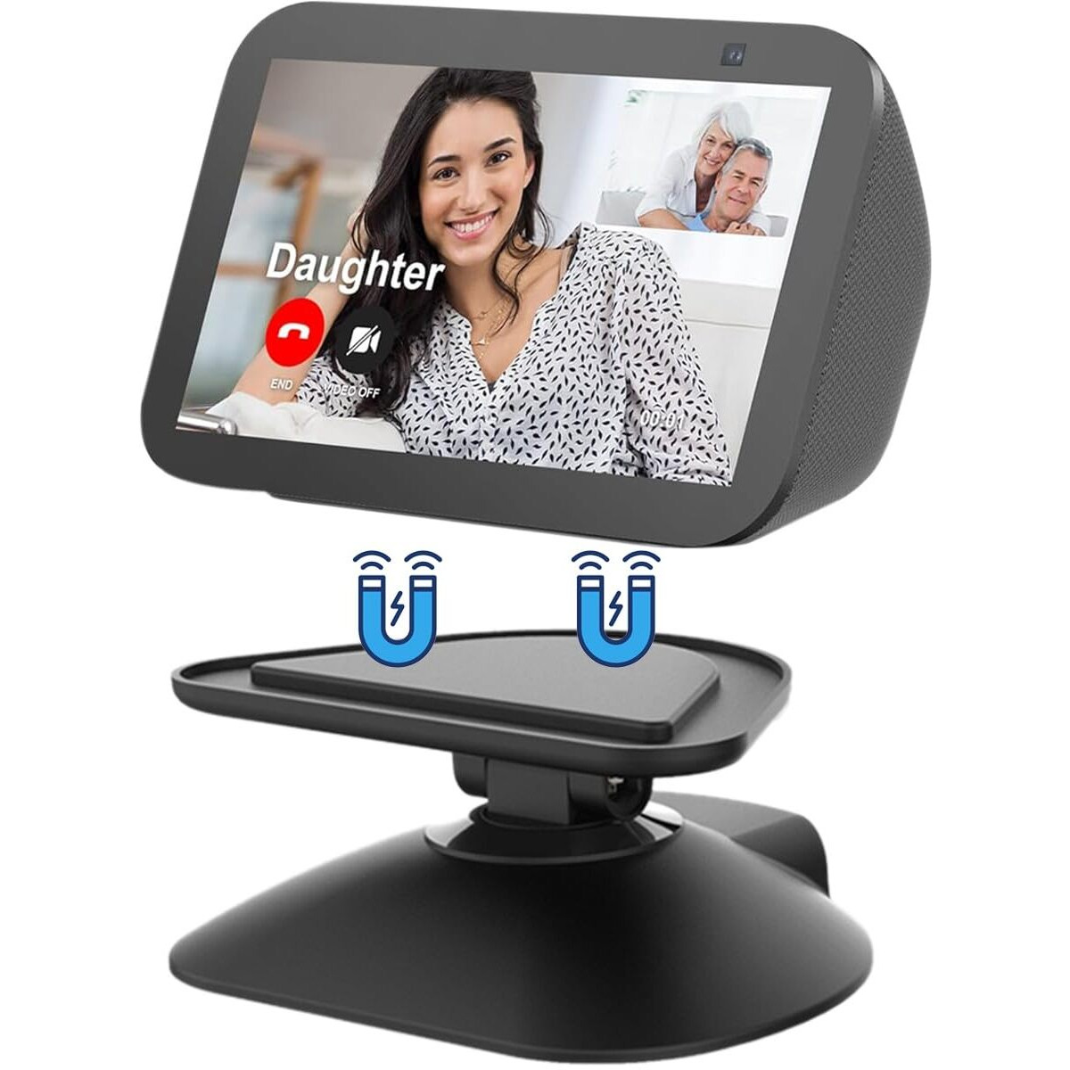 Dianves Adjustable Stand For Echo Show 5 (3Rd Gen)  Tilt + Swivel Stand Multi Angle Rotation Magnetic Anti-Slip Base For Show 5 Rotatable All Around Compatible With Mobile Phones