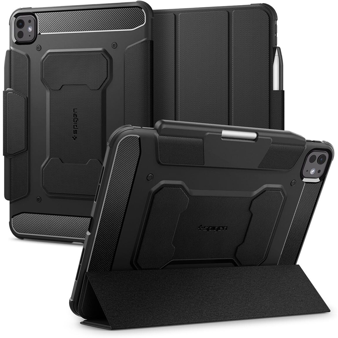 Spigen Rugged Armor Pro Designed For Ipad Pro 11 Inch Case M4 (2024) With Pencil Holder - Black