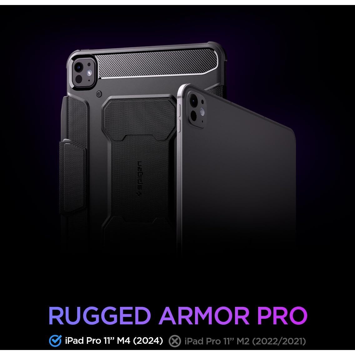 Spigen Rugged Armor Pro Designed For Ipad Pro 11 Inch Case M4 (2024) With Pencil Holder - Black