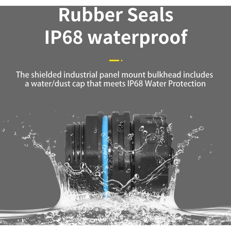 Rj45 Panel Mount Waterproof Connector Ip68 Cable Connector  Female To Female  With Shielding Cable Coupler-Cat6-Ymp23-Blue-2 Pcs