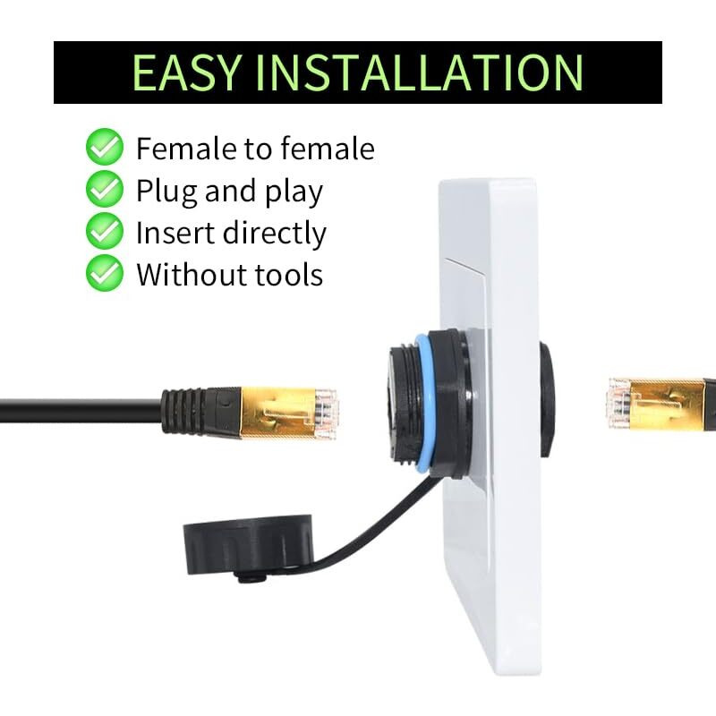 Rj45 Panel Mount Waterproof Connector Ip68 Cable Connector  Female To Female  With Shielding Cable Coupler-Cat6-Ymp23-Blue-2 Pcs
