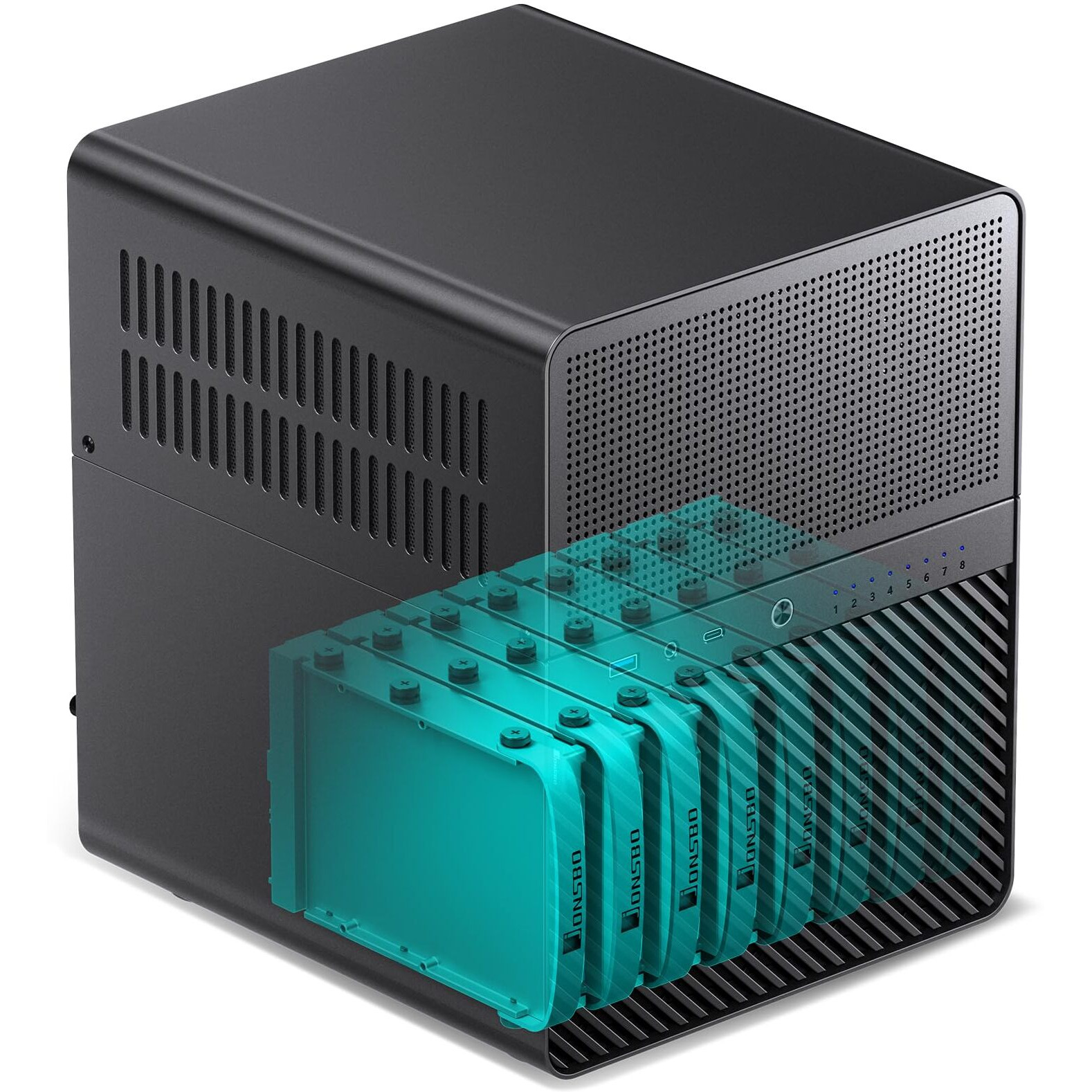 Jonsbo N3 Mini-Itx Nas Pc Chassis  Itx Computer Case  8Hhd+1-Ssdd Isk Bays Nas Mini Aluminum With Steel Plate Case  Built-In 2X10Cm Fan  Power Support Sfx105Mm  Support 130Mm Cpu Cooler