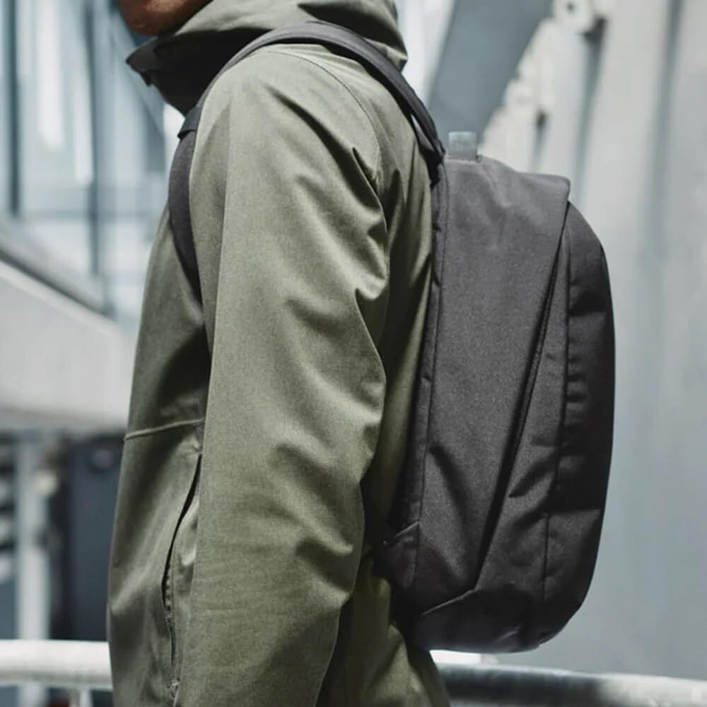 Alpaka Metro Backpack - Compact Edc Laptop Backpack - Made With Recycled Weatherproof Axoflux Army Green 300D Fabric (Black)