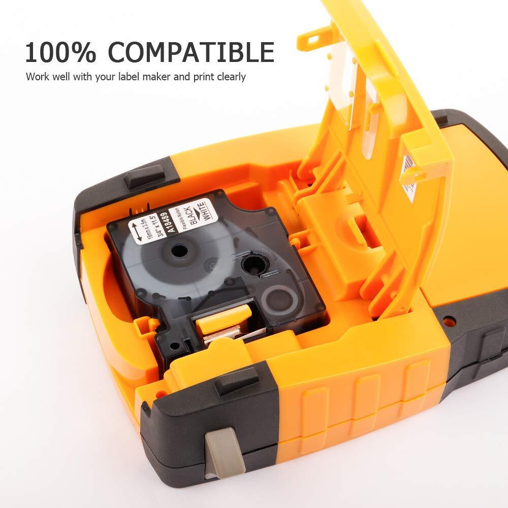 Rhino 5200 Label Tape Compatible With Dymo 18445 Permanent Vinyl Tape 3/4 Inch Industrial Rhino Labels  Work For Rhino 4200  5000  5200  6000 Label Maker Refills  4 Pack