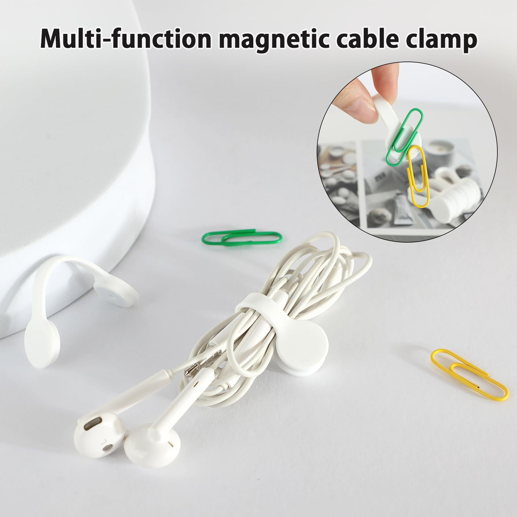 Xuuza Silicone Magnetic Cable Ties  Reusable Cord Ties Twist Ties Wire Management For Usb Charging Wires  Light Duty Cables Organizer  Fridge Magnets  Storage Or Travel (10-Pack  White)