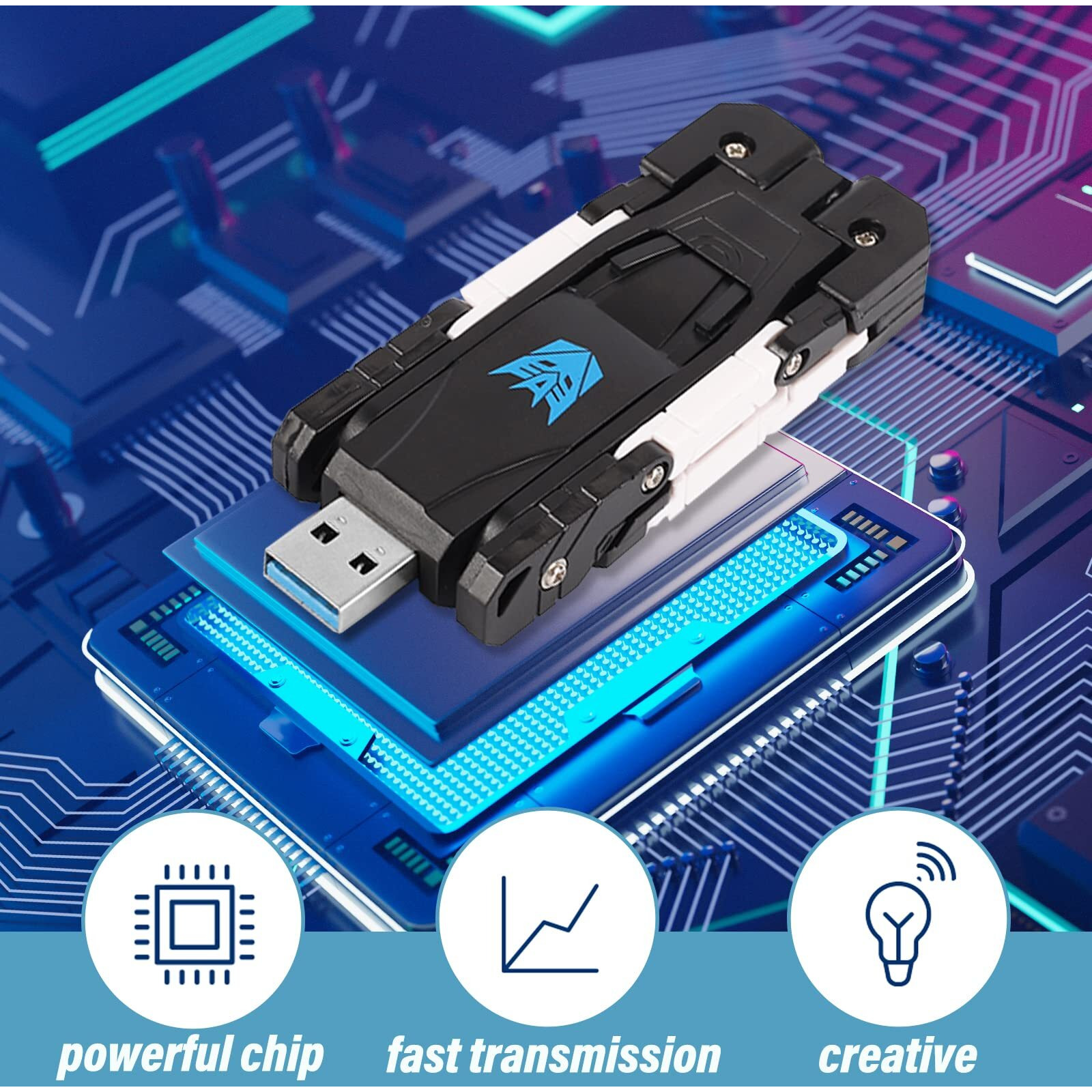 Transformer Usb Flash Drives Memory Sticks Thumb Drive U Stick Pendrive Robot Dog For Student Boys Gifts (Usb2.0 64Gb)