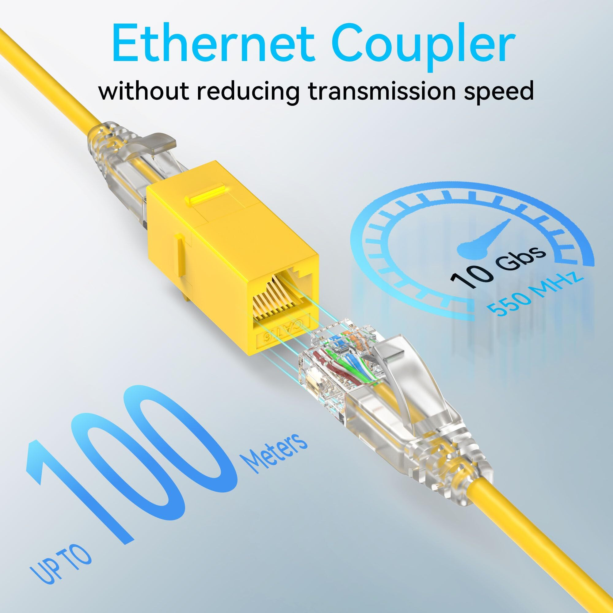 Sokqovt Cat6 Rj45 Keystone Coupler (24 Pack)  Cat6 Keystone Jack Female To Female  Cat 6 Inline Keystone Jacks For Wall Plate & Patch Panel  Rj45 Ethernet Coupler Yellow