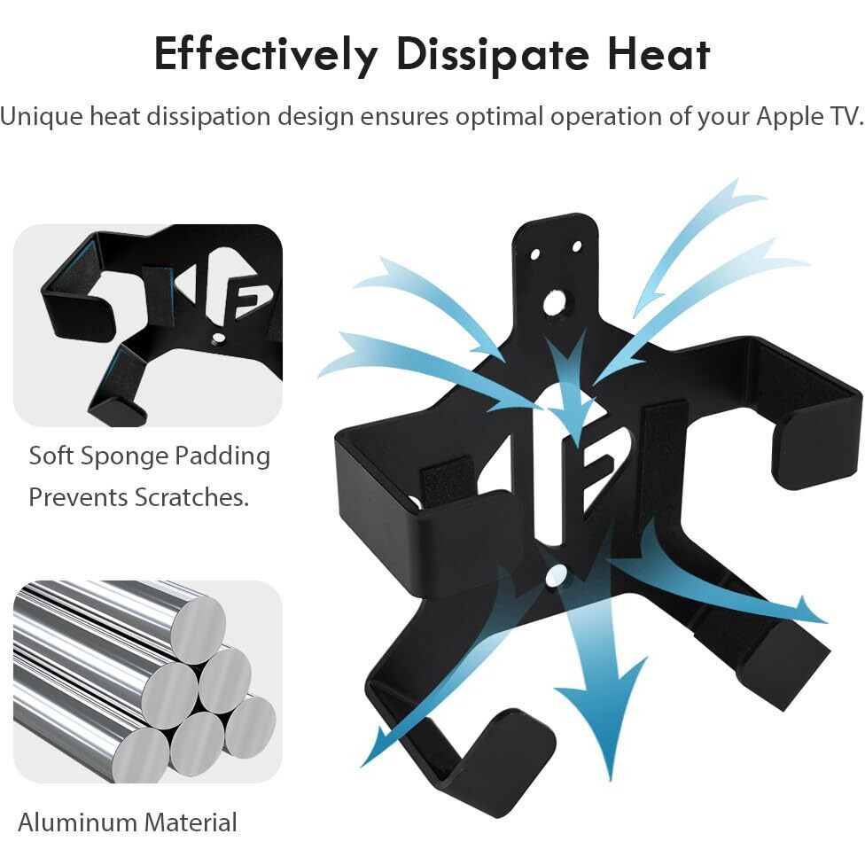 Ifcase Wall/Under Desk/Back Of Tv Mount Compatible With All Apple Tv Generations (Including All 4K Models) (Black)