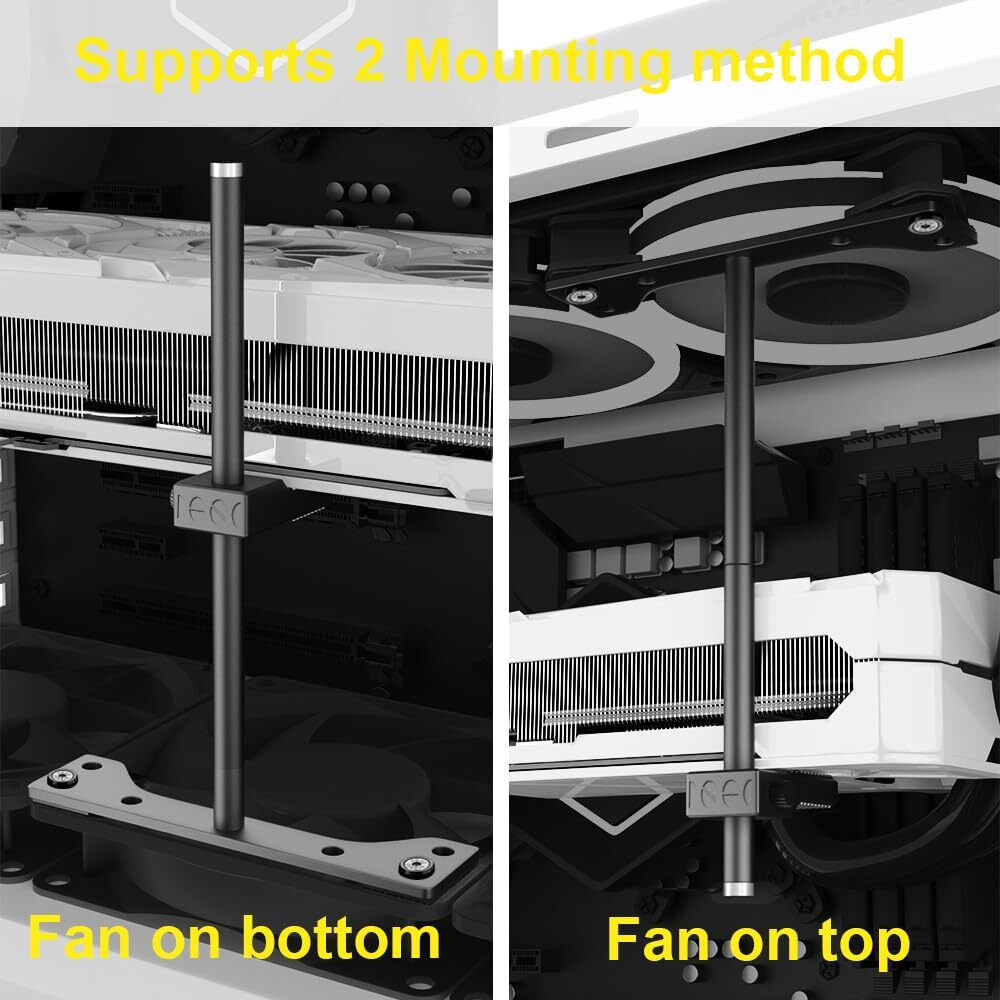Gpu Support Bracket  Gpu Holder Stand  Adjustable Gpu Sag Bracket Graphics Card Support For 12Cm Fan Mount Cnc Aluminum (0.63-6.3Inch)