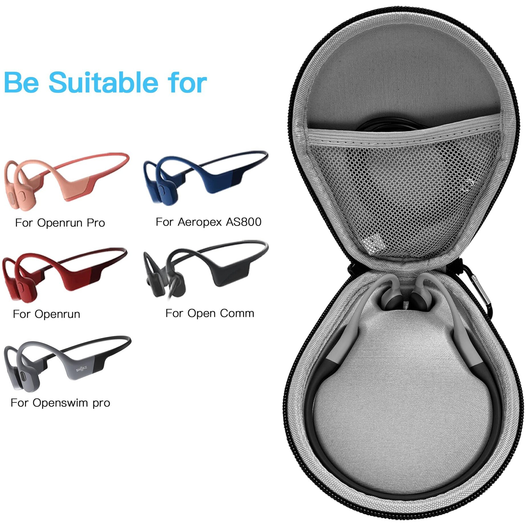 Awinner Compatible For Shokz Case Hard Travel Bag Compatible For Aftershokz Aeropex As800 Shokz Openrun Pro Openswim Openswim Pro Openrun Openrun Mini Opencomm Bone Conduction Headphones