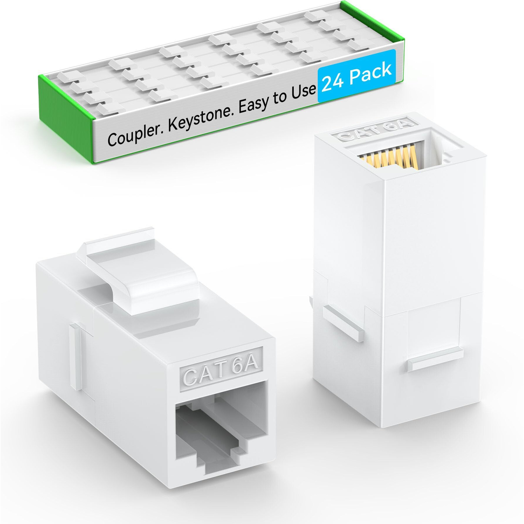 Sokqovt Cat6A Rj45 Keystone Coupler (24 Pack)  Cat6 Keystone Jack Female To Female  Cat 6A Inline Keystone Jacks For Wall Plate & Patch Panel  Rj45 Ethernet Coupler White