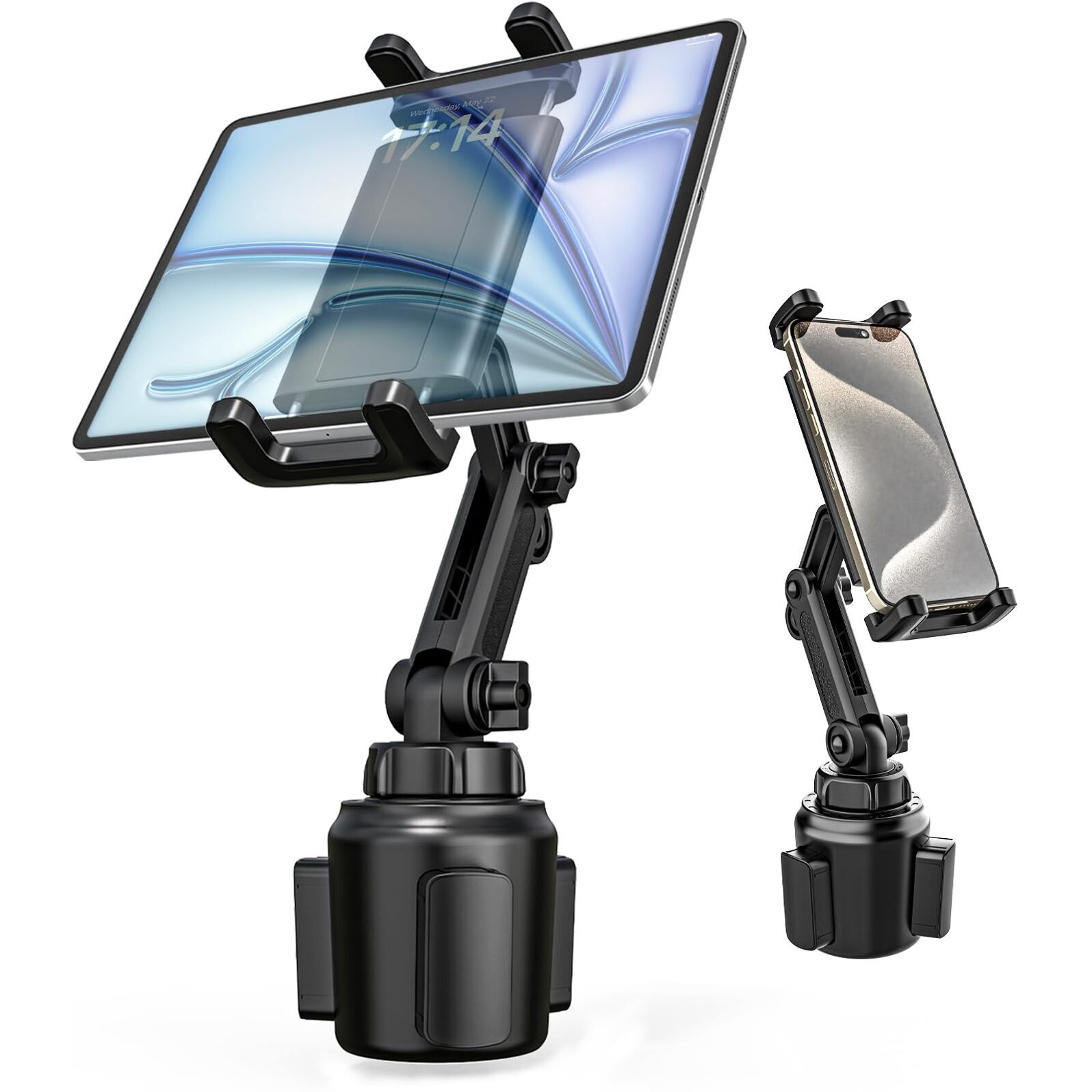 Kolasels Cup Holder Tablet Mount For Car  360 Adjustable Ipad Cup Holder Mount  Cup Holder Tablet Holder For Truck  Compatible With Ipad Pro Air Mini  Galaxy Tabs  4.7-12.9"" Tablet & Phone