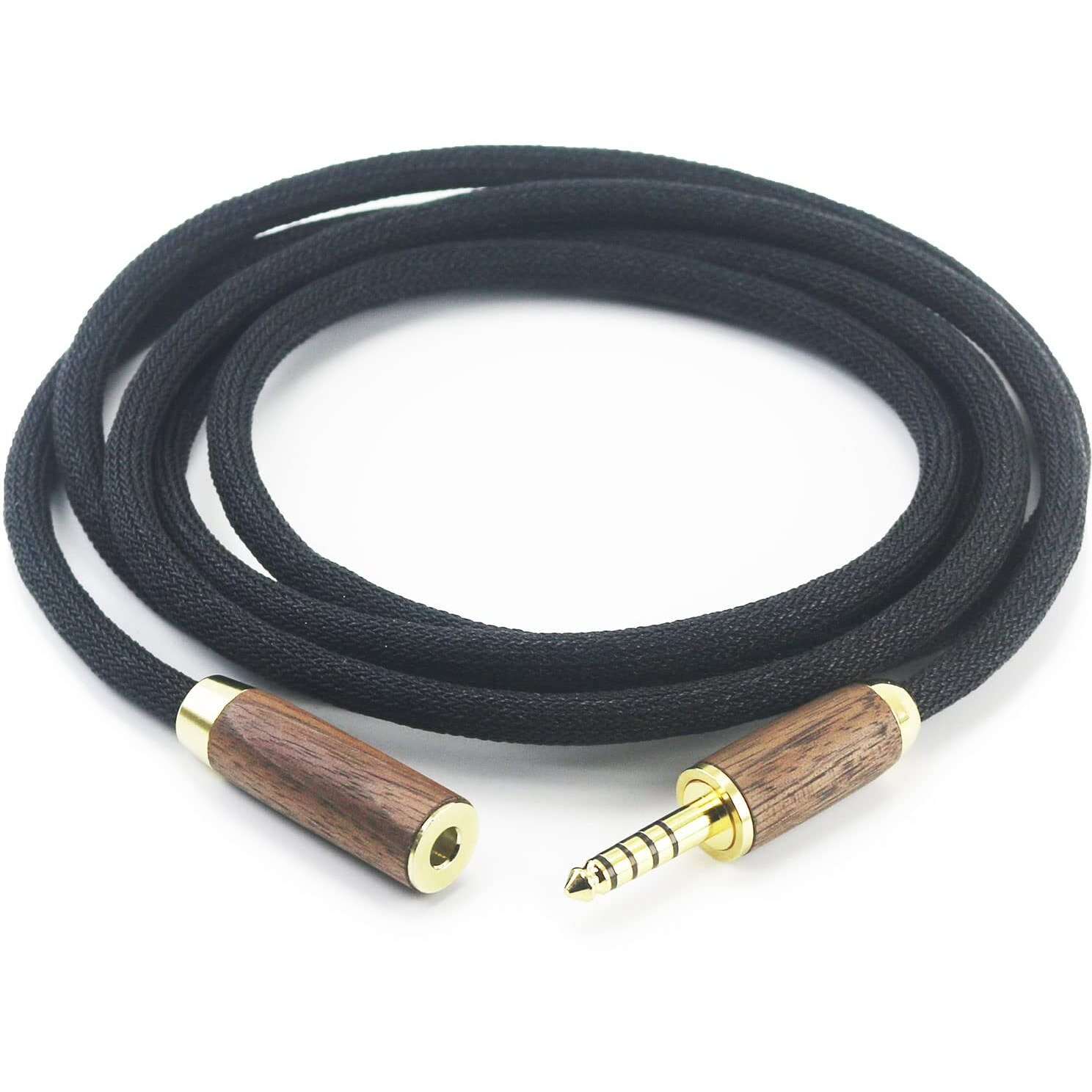 Newfantasia 4.4Mm Balanced Male To 4.4Mm Balanced Female Headphone Audio Adapter Cable 4.4Mm Male To 4.4Mm Female Extension Cord 6N Occ Copper Single Crystal Silver Plated Wire Walnut Wood Shell 4.9Ft