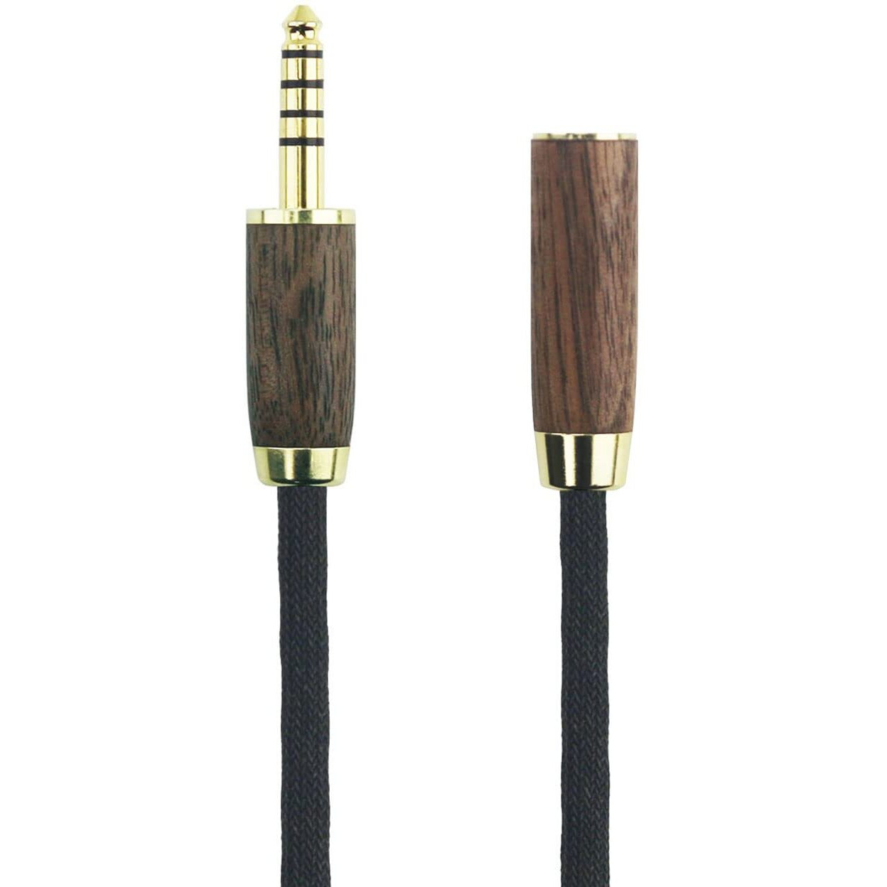Newfantasia 4.4Mm Balanced Male To 4.4Mm Balanced Female Headphone Audio Adapter Cable 4.4Mm Male To 4.4Mm Female Extension Cord 6N Occ Copper Single Crystal Silver Plated Wire Walnut Wood Shell 4.9Ft