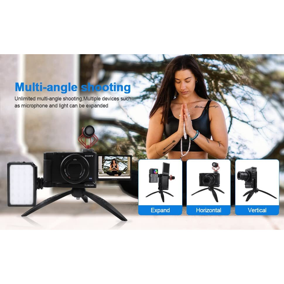 Tosicam Zv1 Camera Base Mount Bracket For Sony Zv1 Compact Camera Cold Shoe Mount Microphone/Light Extension Support Vertical Video Youtube Vlog Accessories