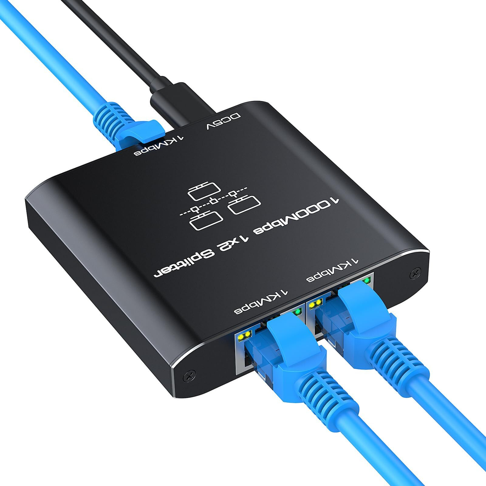 Ethernet Splitter 1 To 2  High Speed Gigabit 1000Mbps  Lan Network Splitter With Usb Power Cable  Gigabit Rj45 Internet Ethernet Splitter For Cat 5/5E/6/7/8 Cable [2 Devices Networked Simultaneously]