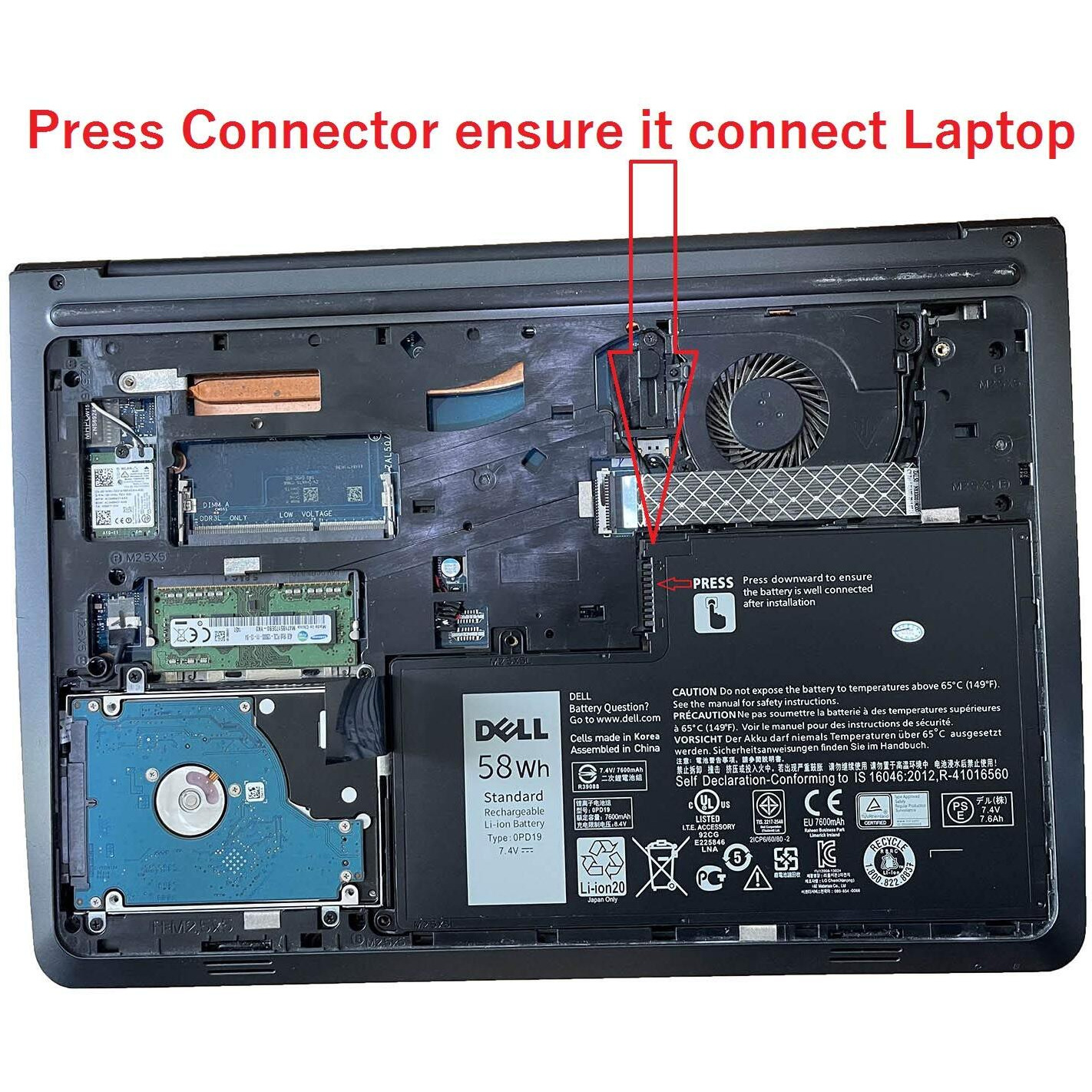 Dell 0Pd19 Battery 7.4V 58Wh For Dell Inspiron 14 5442 14 5443 14 5445 14 5447 14 5448 14 5457 15 15 5542 15 5543 15 5545 15 5547 15 5548 15 5557 Latitude 3450 3550 Compatible With Trhff 11.1V 43Wh
