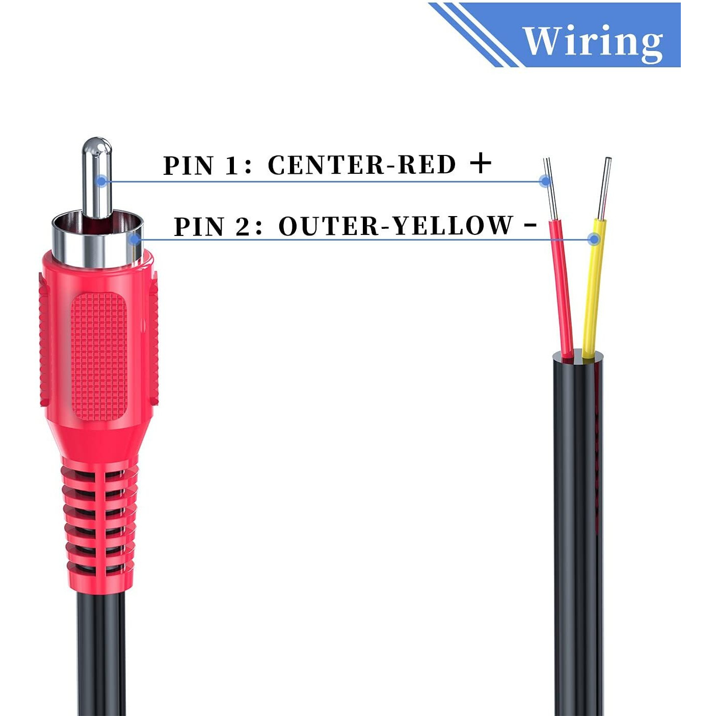 Rca To Speaker Wire  18Awg 2 Pack 6Ft Rca Male Plug Adapter To Bare Cable Open End  Uiinosoo Audio Cable  Red And Black