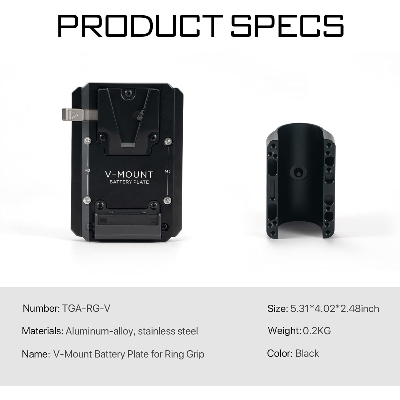 Tilta V-Mount Battery Plate For Basic & Advanced Ring Grip | Compatible With Dji Rs4 Pro / Rs4 / Rs3 Pro / Rs2 Pro | Longer Battery Life | Aluminum And Steel Build | Tga-Rg-V (V-Mount Battery Plate)