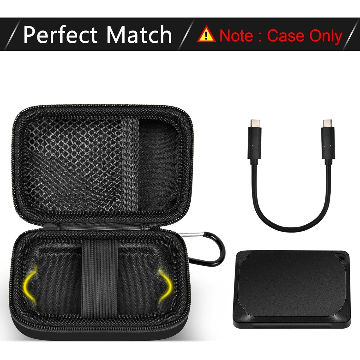 Carrying Case Compatible With Crucial X10/ X9 Pro 4Tb/ 2Tb/ 1Tb Portable Ssd  External Solid State Drive Hard Storage Holder Bag Fits For Usb-C Cable (Box Only)