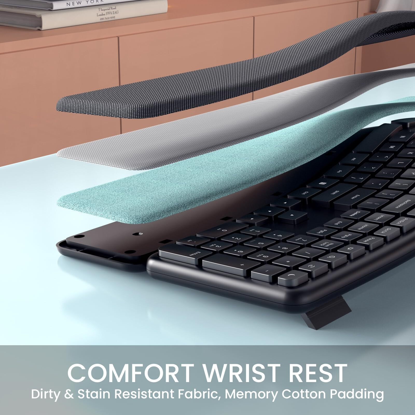 Lizrrot Wireless Ergonomic Keyboard  Split Keyboard With Wrist Rest And Cleaning Brush  2.4G Computer Keyboard  Comfortable And Natural For Windows Pc Laptops