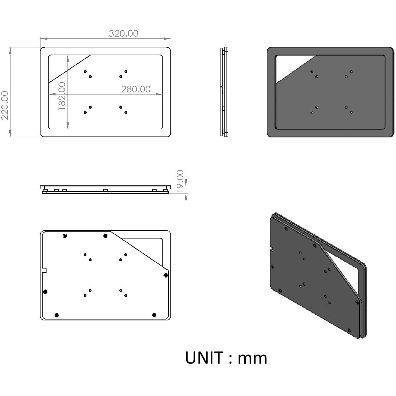Tabcare Security Anti-Theft Acrylic Vesa Enclosure For Samsung Galaxy Tab S9+ S8+ S7+ 12.4  S7 Fe & S9 Fe+ With Wall Mount Kit (Black  Tab S9+ S8+ S7+ S7 Fe S9 Fe+ 12.4)