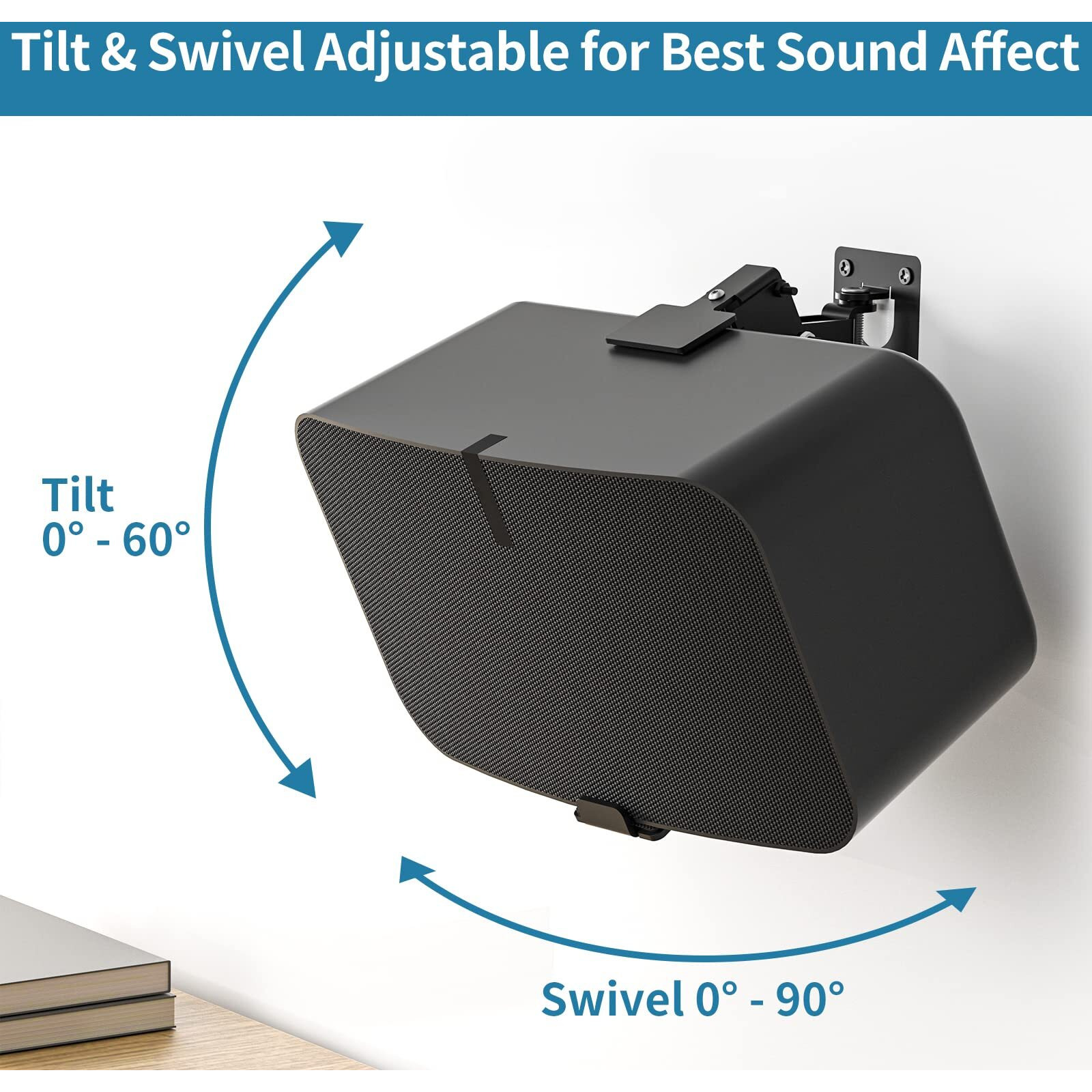 Yibracki Heavy Duty Speaker Wall Mount For Sonos 5 Mount & Sonos Play 5 Mount - Tilt & Swivel Adjustable Speaker Mount For Sonos 5 & Five Wall Mount And Sonos Play 5 Gen 2 Wall Mount  Black