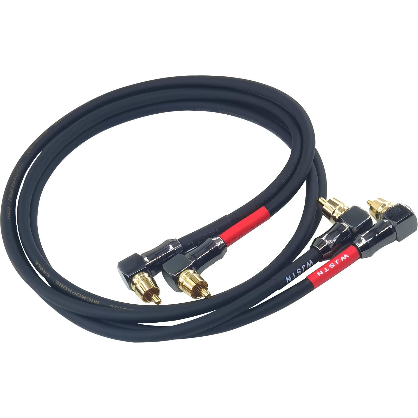 Wjstn-061 Right Angle Rca To Right Angle Rca Cable Male-To-Male Rca Audio Cable 2Pack (3Ft)
