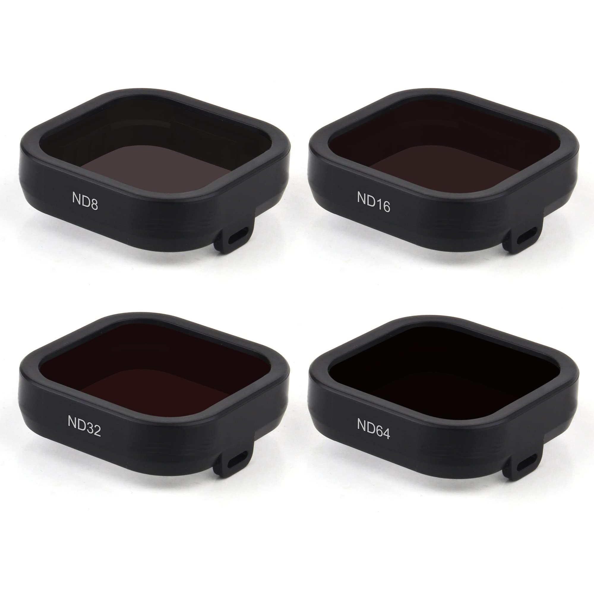 Gepuly 4-Pack Camera Lens Filter Nd8 Nd16 Nd32 Nd64 Compatible For Gopro Hero 13/12/11/10/9 Black  Neutral Density Lens Filters  Multi Coated Optical Glass  Lens Protector Go Pro Accessories Accessory