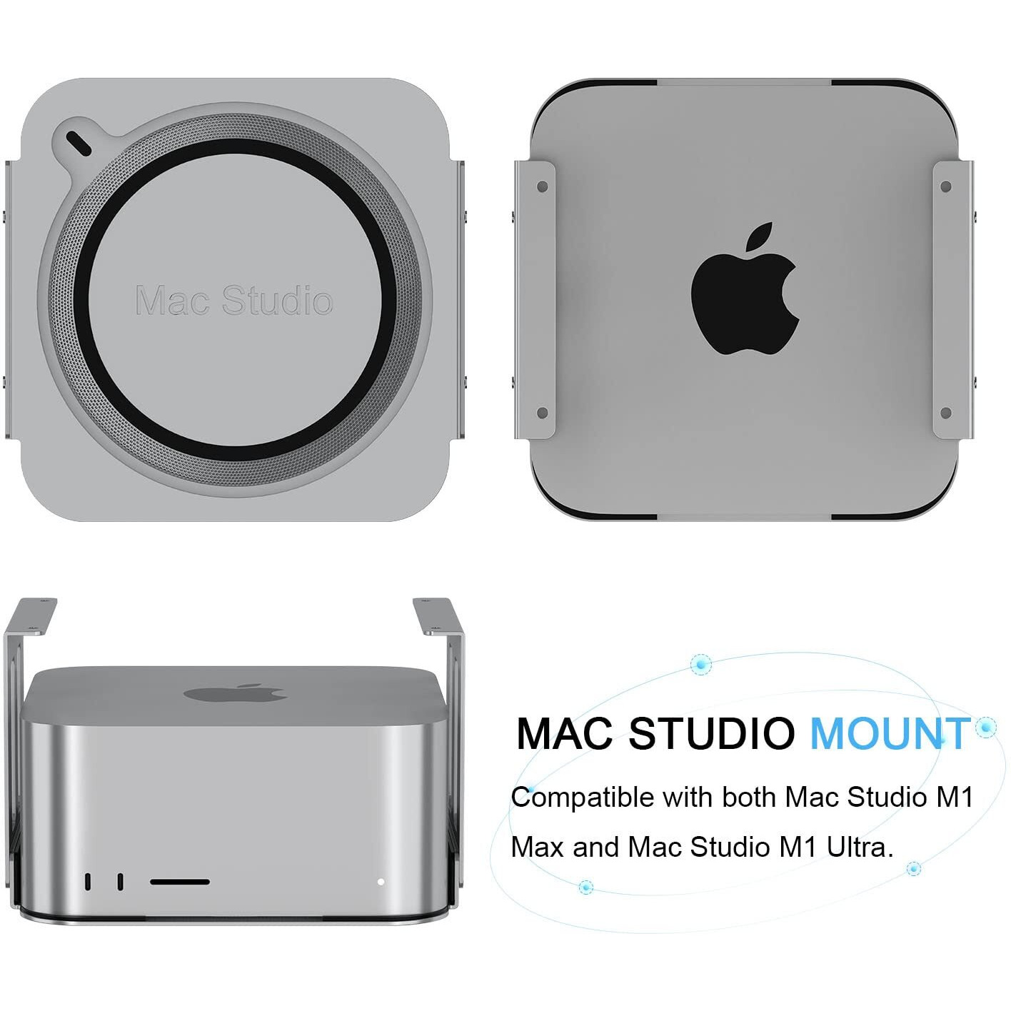 Ifcase Aluminum Under Desk Stand Mount For Mac Studio M2 M1 Max  Ultra With Anti-Scratch Pad (Silver)