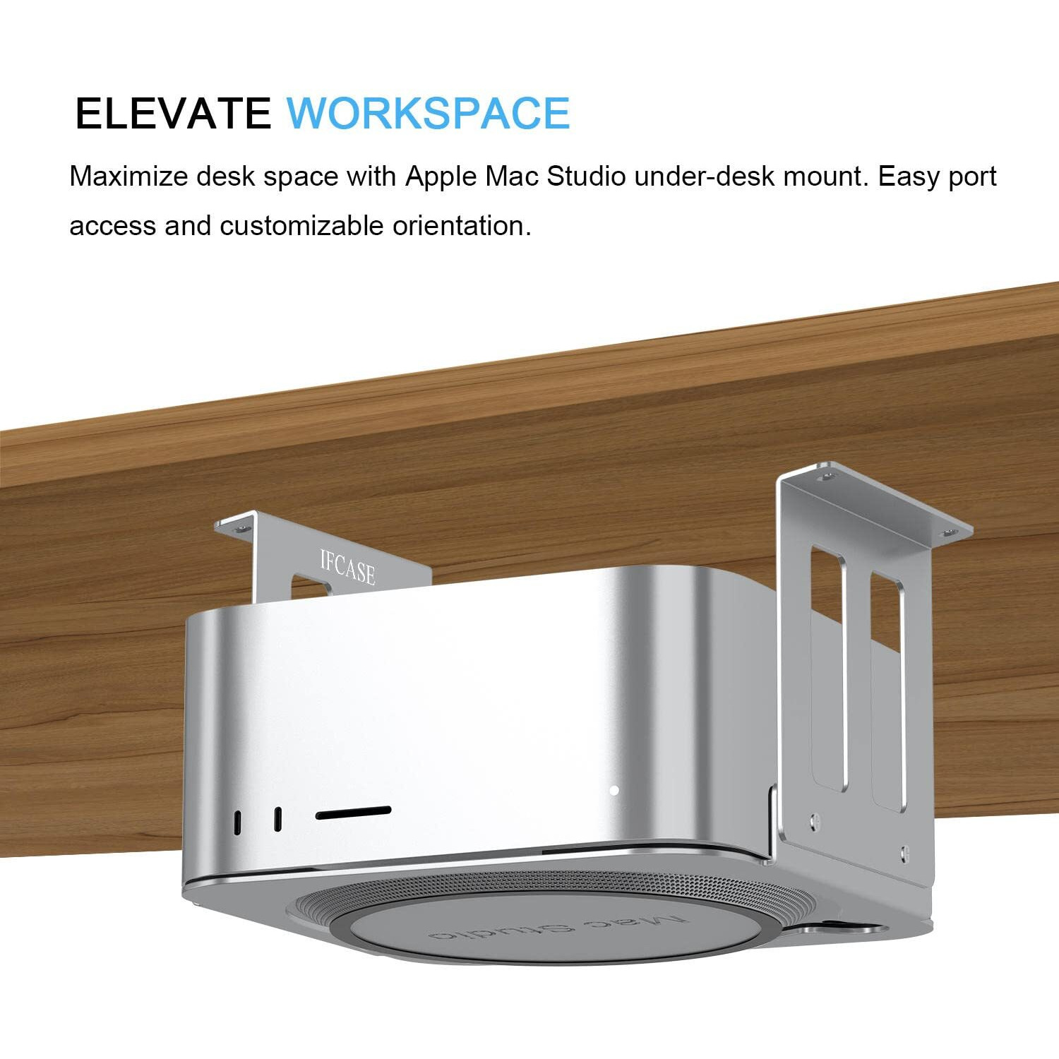Ifcase Aluminum Under Desk Stand Mount For Mac Studio M2 M1 Max  Ultra With Anti-Scratch Pad (Silver)