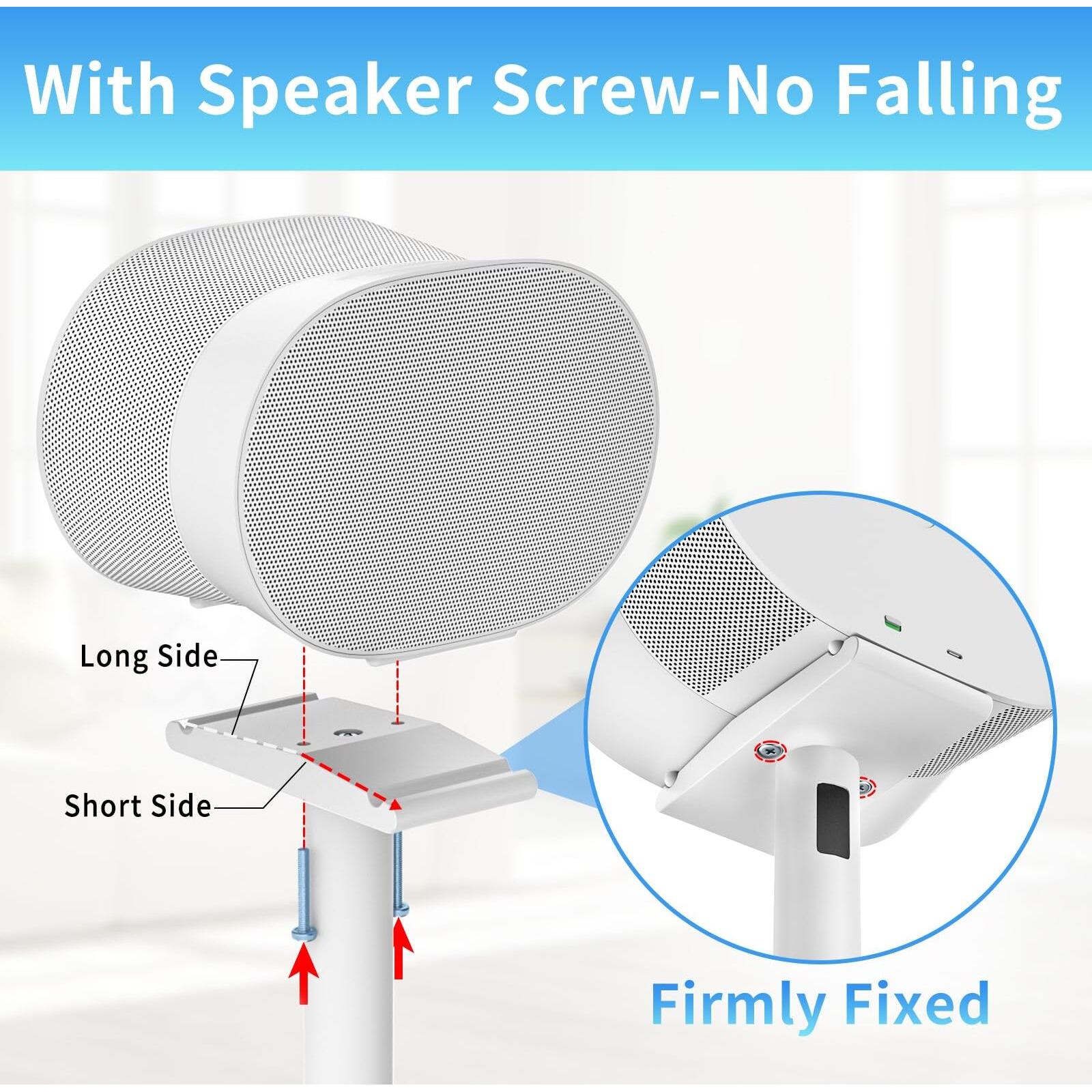 Heavy-Duty Speaker Stand For Sonos Era 300 Stand With Cable Management Floor Speaker Stands For Sonos Era 300 Speaker Stand For Easy And Secure Mounting  White