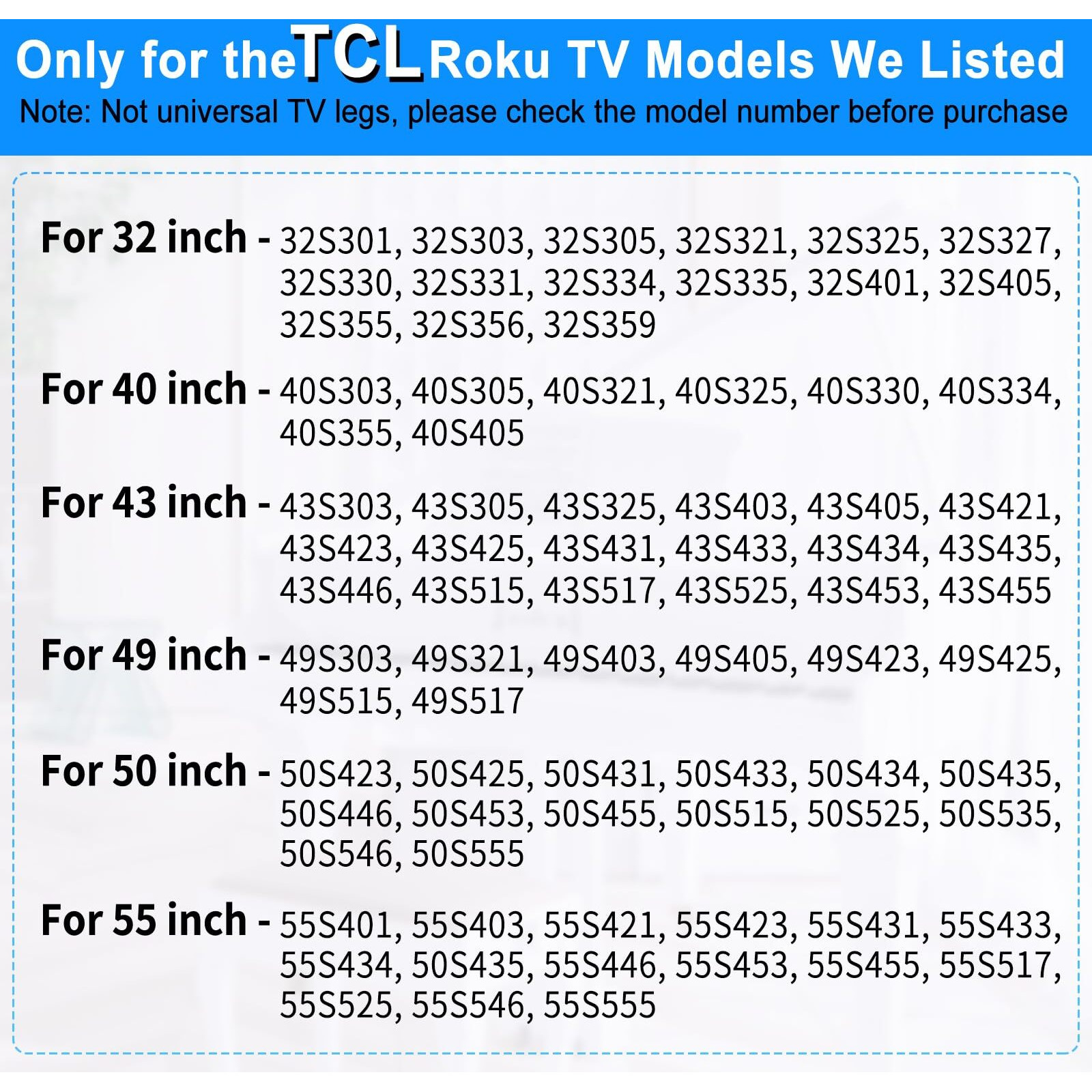 Upgraded Tv Legs For Tcl Roku Tv Legs - 32S321 40S325 43S303 50S425 55S525  Tv Base Stand For Tcl Roku Tv Stand Legs Replacement Tv Feet With Screws For Tcl Tv Stand Legs Easy To Install