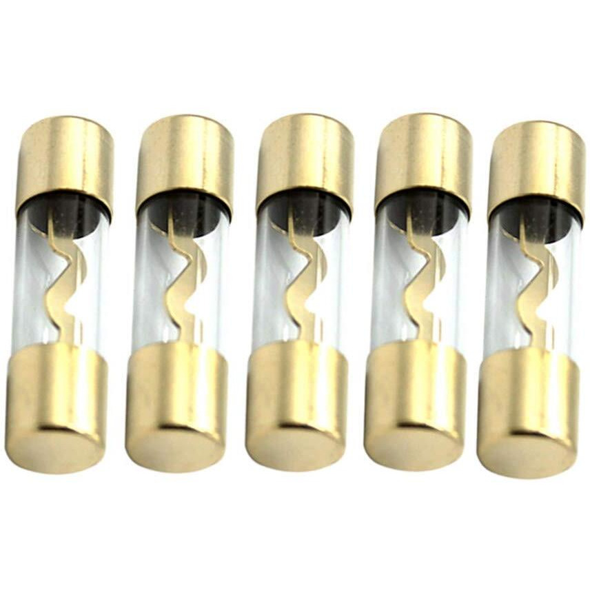 Etopars 5 X 40A Agu Fuse  Transparent Glass Tube  Gold Plated Cap  Metal Internal Material  12V Car Power Safety