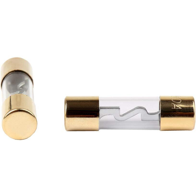 Etopars 5 X 40A Agu Fuse  Transparent Glass Tube  Gold Plated Cap  Metal Internal Material  12V Car Power Safety