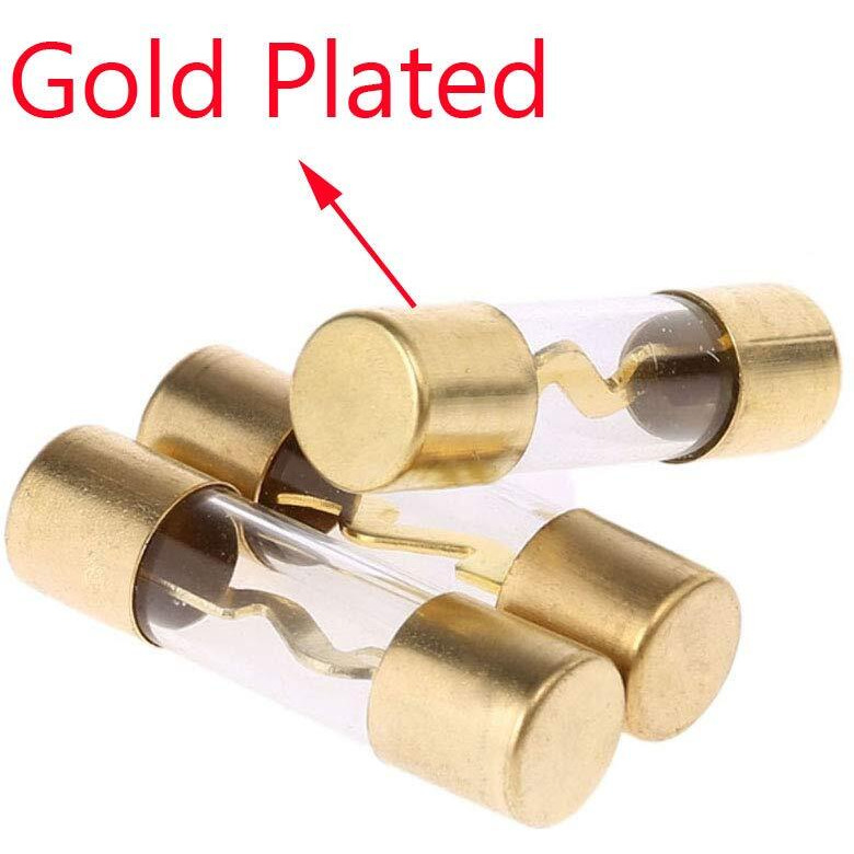 Etopars 5 X 40A Agu Fuse  Transparent Glass Tube  Gold Plated Cap  Metal Internal Material  12V Car Power Safety