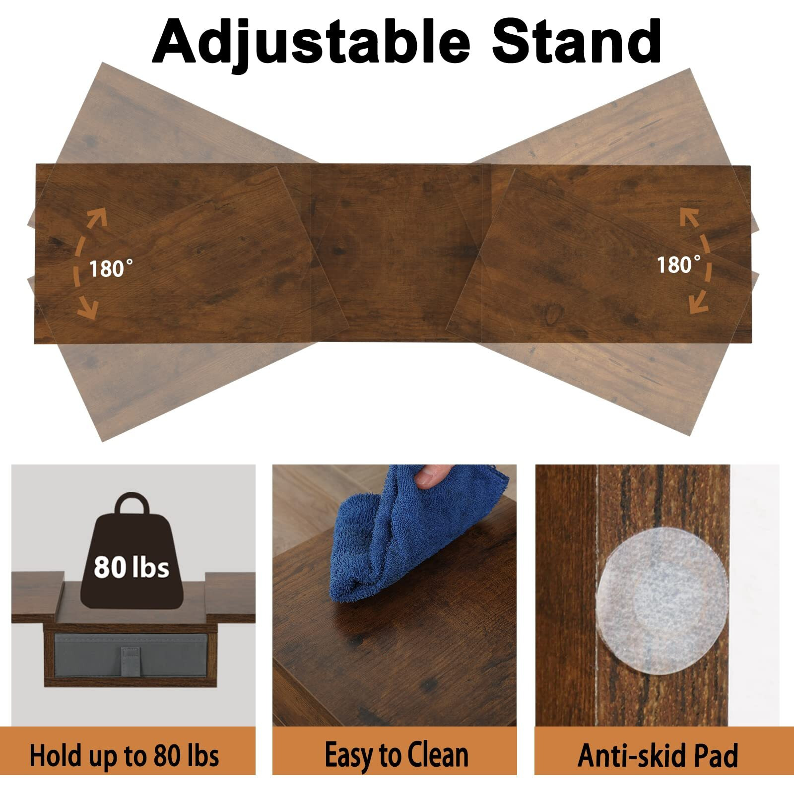 Teamix 3 Shelf Monitor Stand Riser With Drawer-Length And Angle Adjustable Dual Monitor Riser With Storage Corner Desk Shelf Organizer Large Computer Stand For 2 Monitors/Laptop (Brown  1 Drawer)