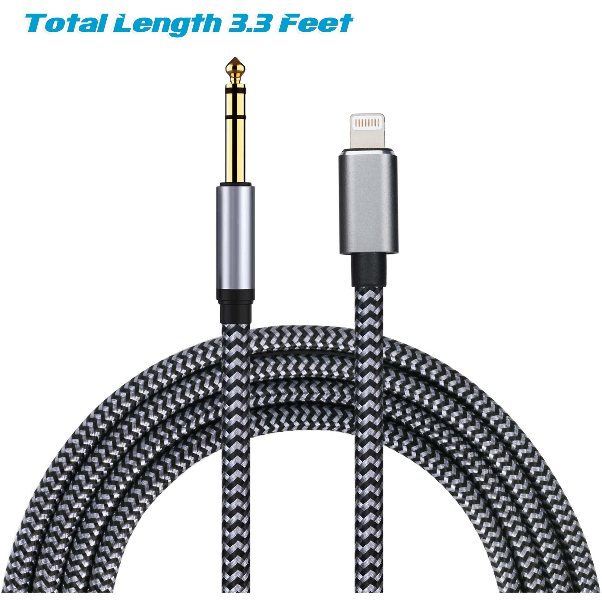 Worldboyu Lightning To 6.35Mm 1/4 Inch Trs Audio Stereo Cable For Iphone 14/13/12/Xs/Xr/8/7/Ipad/Ipod  Amplifier  Speaker  Headphone  Mixing Console3.3 Feet