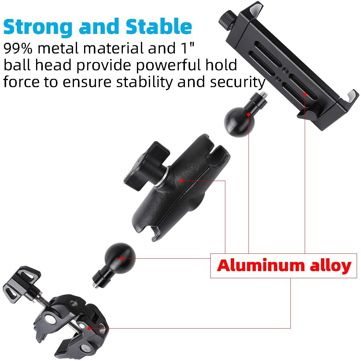 Aluminum Tablet Holder For Mic Stand  Side Mount Microphone Music Stand For All Ipad  360 Rotatabe Tablet Stand With Super Clamp Compatible For Ipad Pro 12.9  Air  Mini  Galaxy Tabs  4.7-15"" Tablets