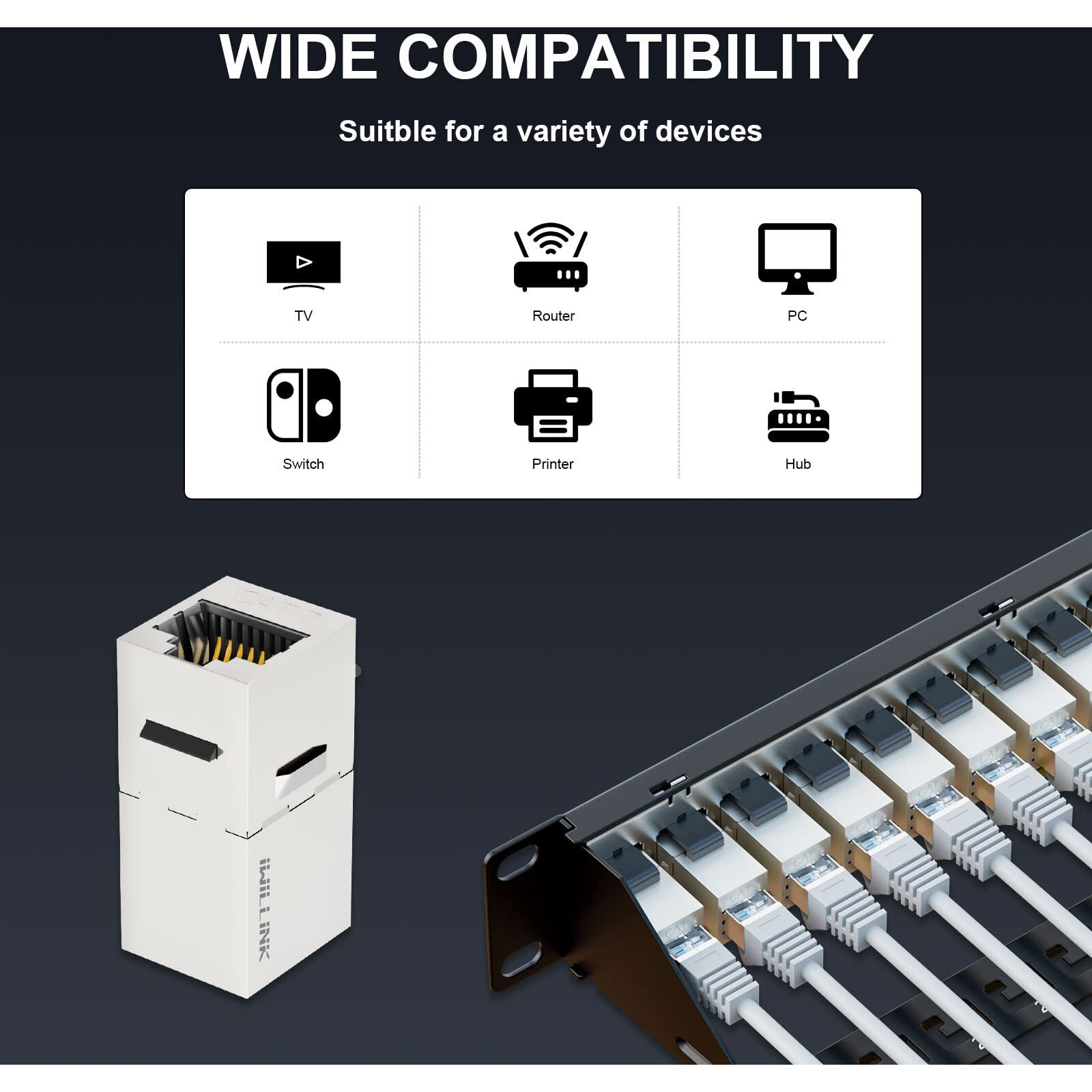 Iwillink 10Gbps Cat7 Patch Panel 24 Port  Rj45 Through Coupler 1U Shielded Patch Panel Stp 19-Inch With Back Bar  Wallmount Or Rackmount  Compatible With Cat5E  Cat6  Cat6A  Cat7 Cabling