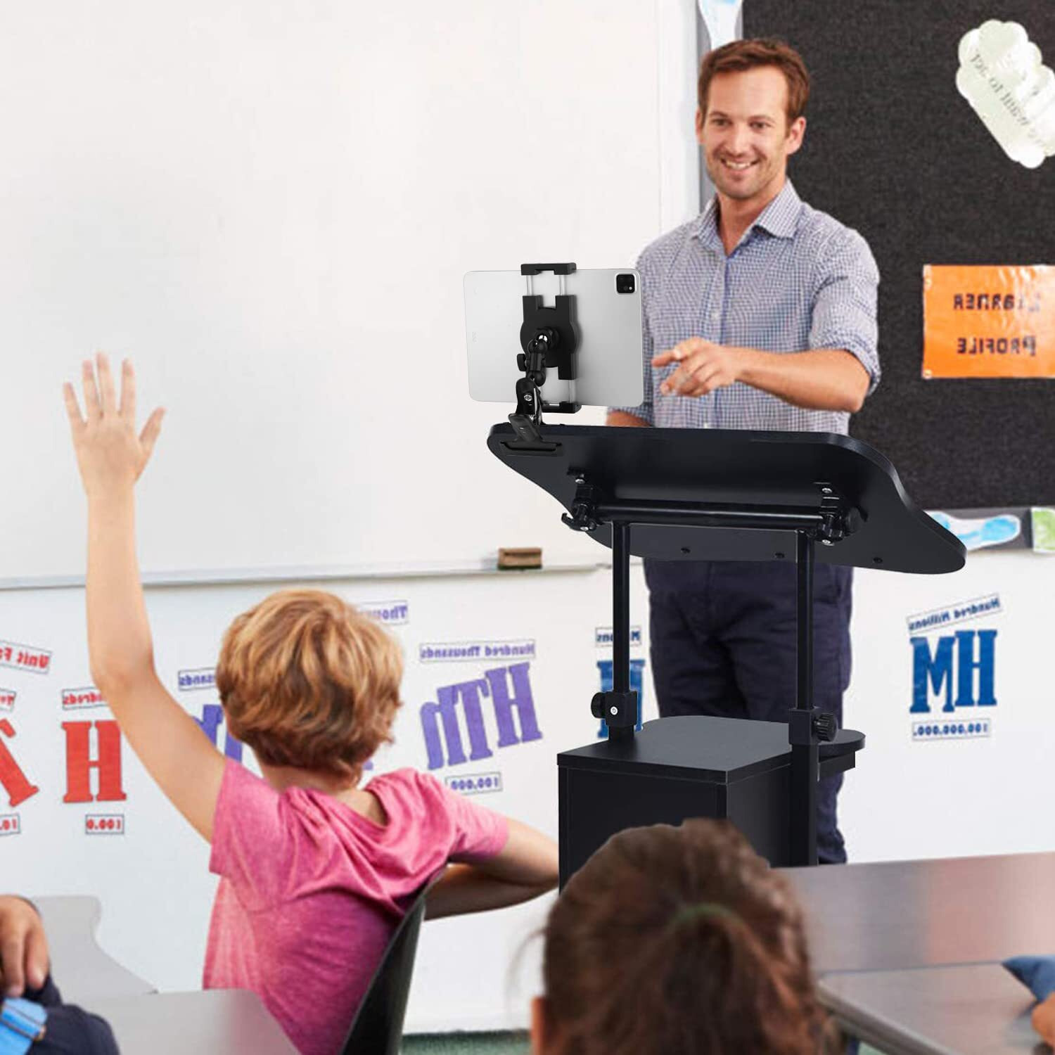 Mippko Clip Clamp Tablet Holder For Desk/Table/Glass Door/Desktop Baffle/Easel Compatible With 7~12.9 Inch Ipad/Nexus/Lg G Pads/Fire Hd 360Adjustment Aluminium Alloy Arm Metal Mount