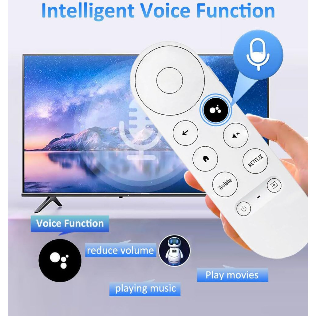 New Voice Remote Control For Google Chromecast Tv 4K (Snow)  Replacement Remote For Google Chromecast 4K Snow Hd Tv G9N9N Ga01409-Us Ga01919-Us Ga01920-Us Ga01923-Usga01409-Us