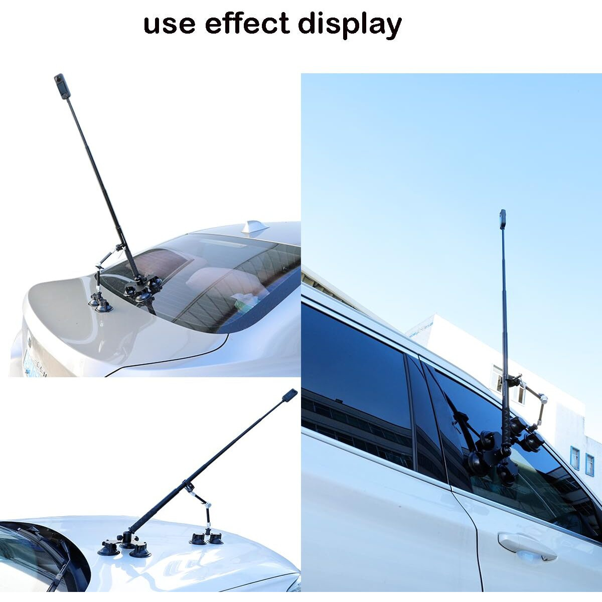 Pellking Suction Car Mount Kit For Insta360 X3  X2 Go 3  4 In1 Suction Cups With 114Cm Selfie Stick Camera Triple Suction Mount Kit For Action Cameras Compatible With Gopro 11 10 9 8 7(With Stick)