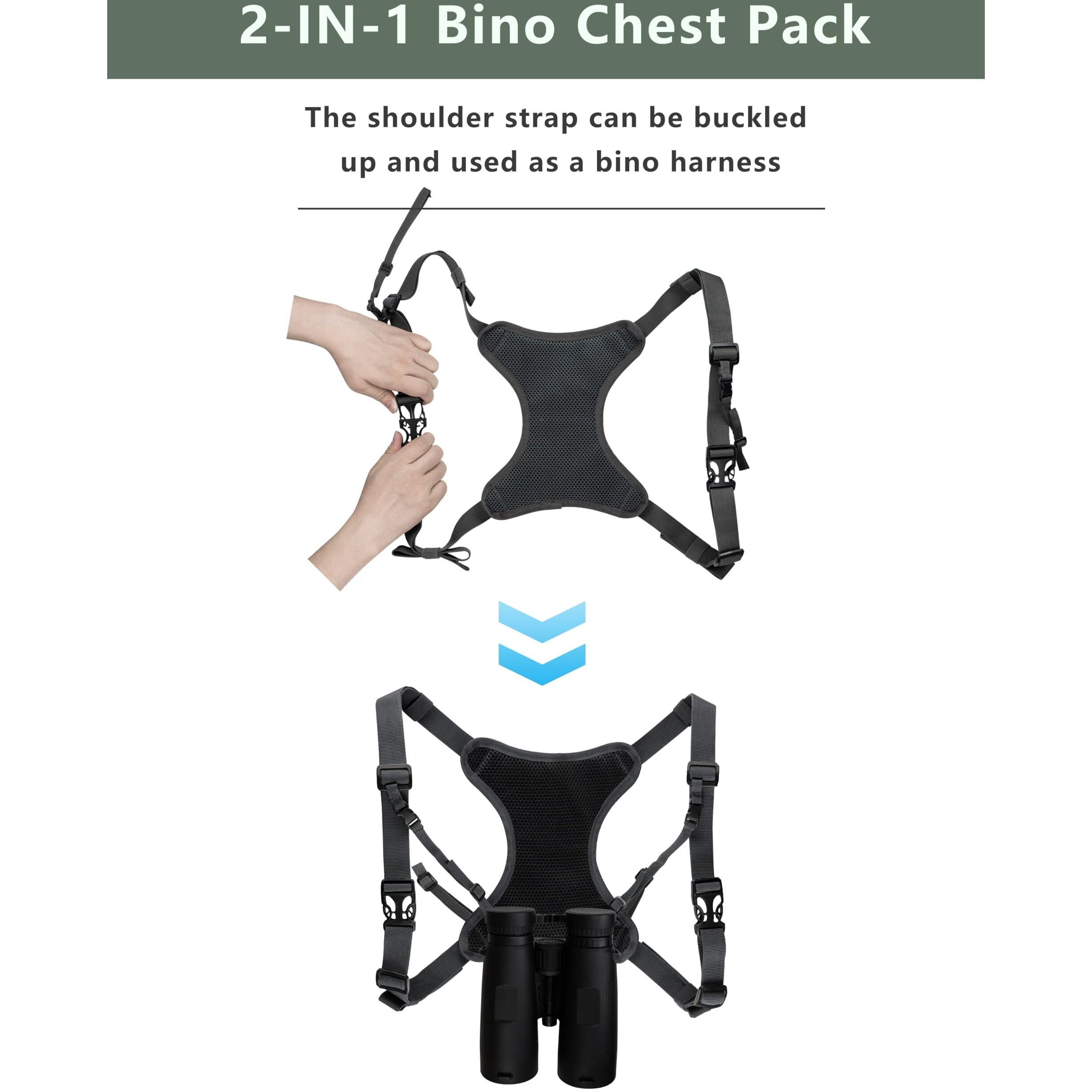 Wolfhunt Binocular Harness Chest Pack Magnetic Closure  Bino Case With Detachable Rangefinder Pouch  Camouflage Bino Bag With Adjustable Strap For Hunting  Field Observation